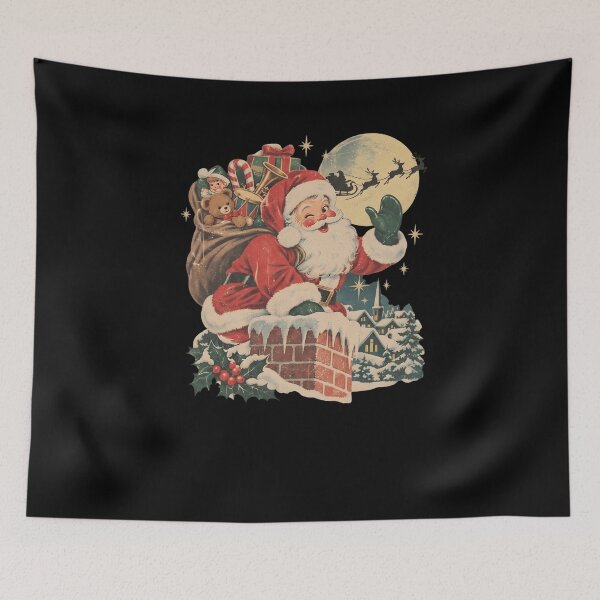Item preview, Vintage Santa Claus Waving Over a Snowy Christmas Village designed and sold by Remontadarnia.
