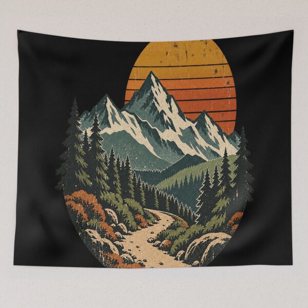 Item preview, Vintage Mountain Sunset Wilderness Adventure designed and sold by ASWIN STUDIO.