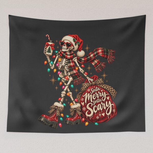 Item preview, Christmas Skeleton Vintage Leopard Bow Spooky Holiday Lights Art designed and sold by AmiGraph.