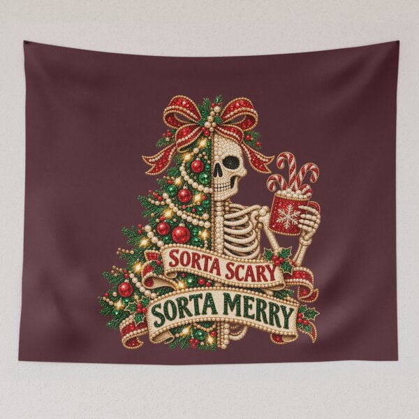 Item preview, Christmas Tree Skeleton Faux Pearl Rhinestone Gothic Holiday Art designed and sold by AmiGraph.