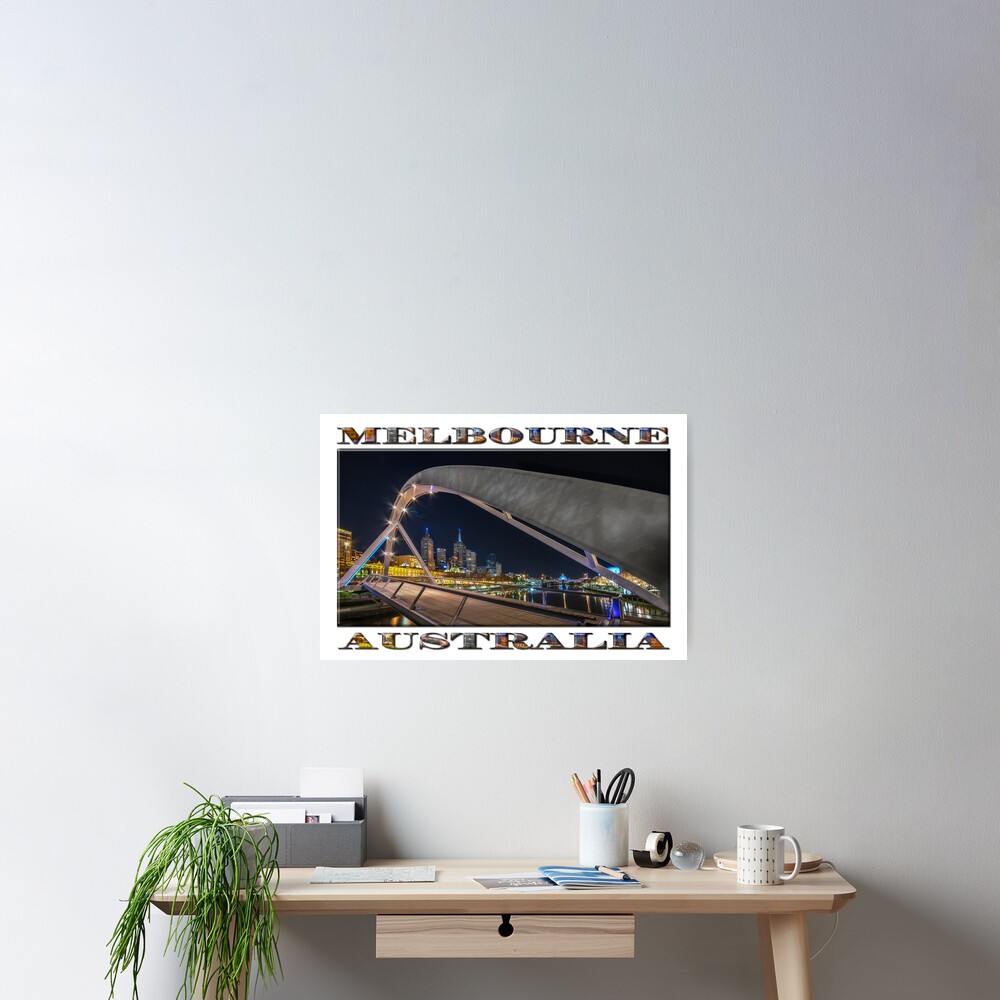 Southgate Bridge At Night (wide poster edition on white) Poster