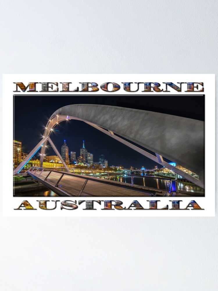 Alternate view of Southgate Bridge At Night (wide poster edition on white) Poster
