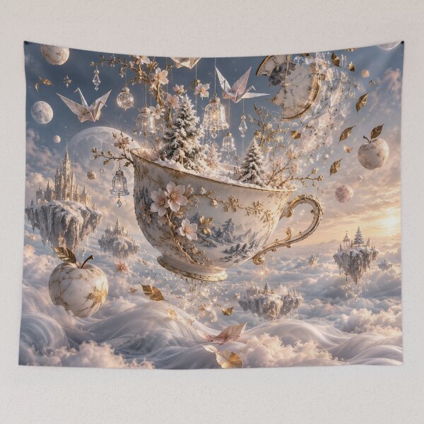Item preview, Enchanted Winter Teacup Fantasy Art designed and sold by BloomOfDesign.