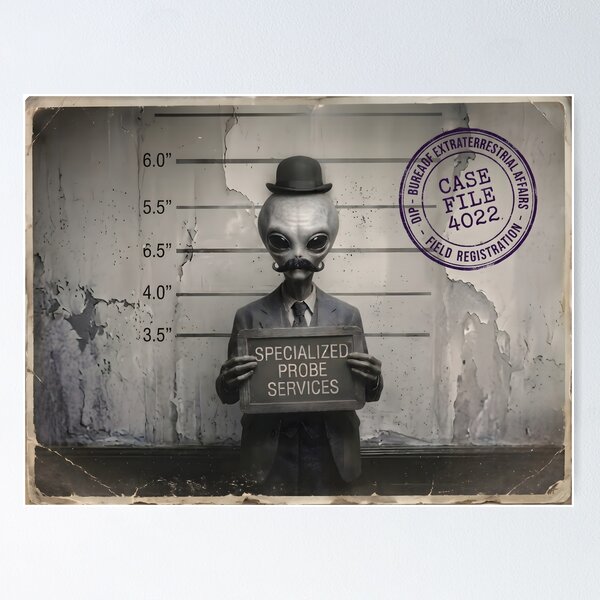 Item preview, Alien Probing Services Mugshot Vintage Photograph designed and sold by TeeBeeDesigns.