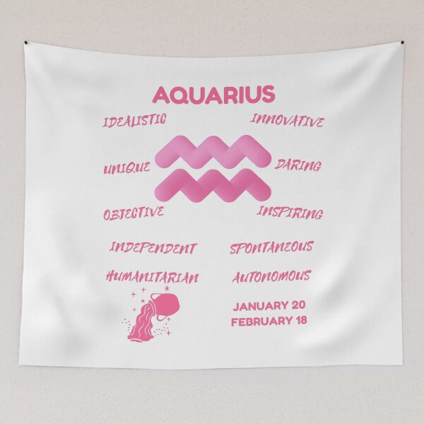 Item preview, Aquarius Zodiac Sign Astrology Symbol Horoscope - Soft Pink & White designed and sold by ZODIARA.