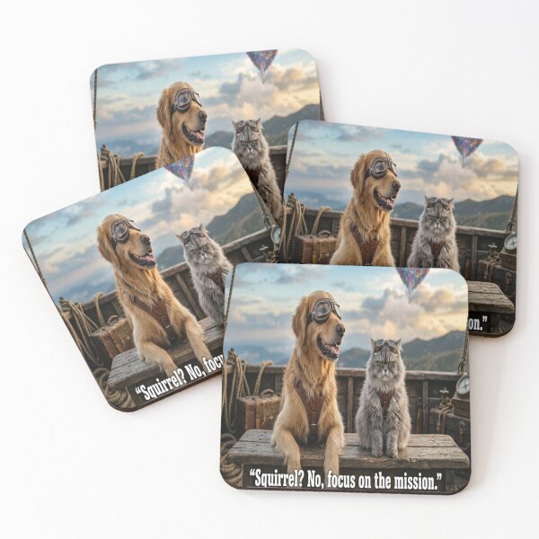 Item preview, funny pilot dog and grumpy cat meme designed and sold by Bywithrose instant studio.