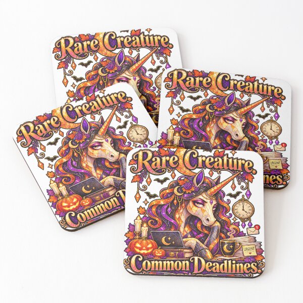 Item preview, Rare Creature Common Deadlines – Halloween Mosaic Unicorn Work Humor designed and sold by From Cyryl with Love.