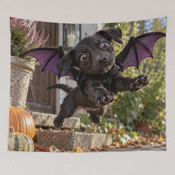 Item preview, Cute Black Puppy Bat – Halloween Dog in a Bat Costume designed and sold by Luka’s Little World.