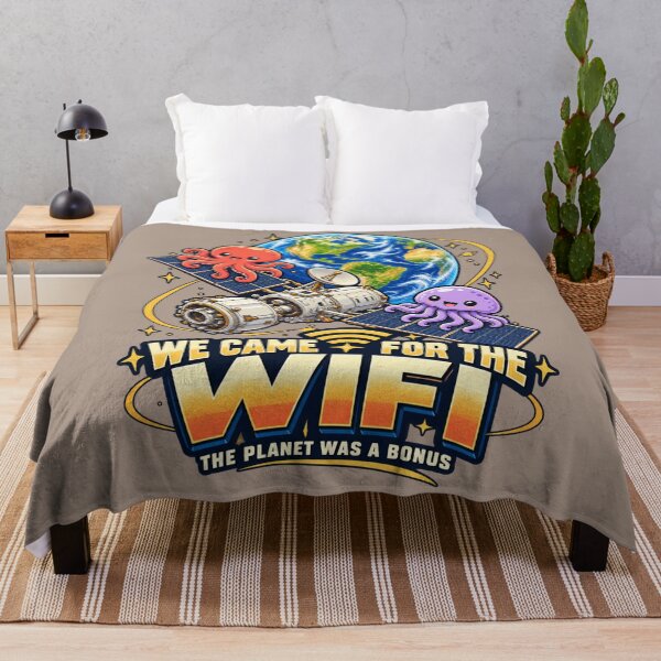 Item preview, We Came for the WiFi – Cute Alien Octopus & Jellyfish Space Satellite Humor designed and sold by HOUSE OF TIST.