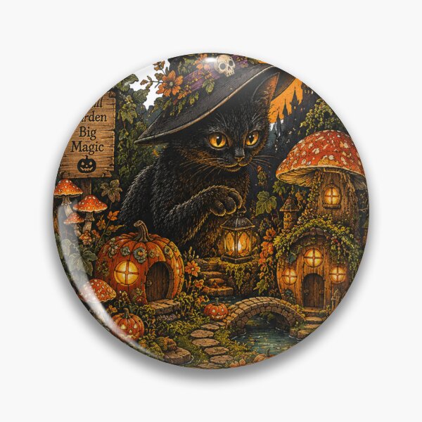 Item preview, Black Cat Witch Fairy Garden Halloween Cottagecore designed and sold by @SHINTOSARTSTORE.