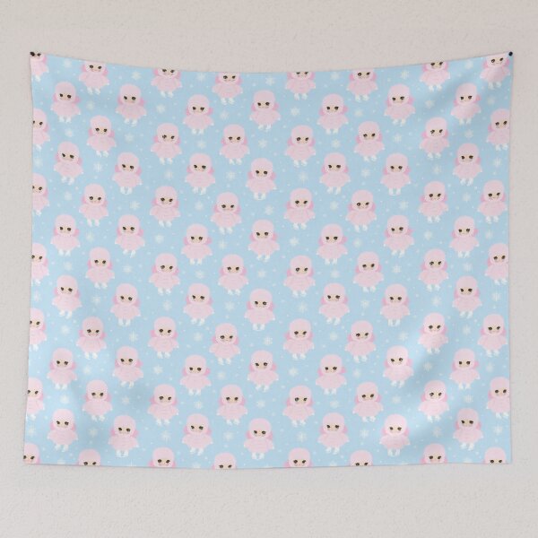 Item preview, Cute Pink Fluffy Ice Skater Girl Winter Snowflakes designed and sold by NicolasGlowArt.
