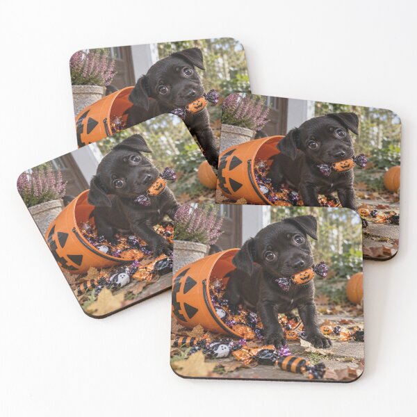 Item preview, Cute Black Puppy with Halloween Candy – Spooky Season Dog designed and sold by Luka’s Little World.