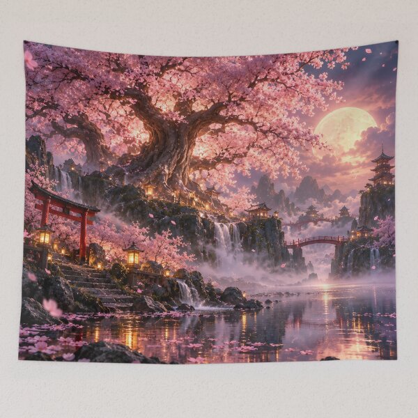 Item preview, Moonlit Sakura Garden Fantasy Dreamscape designed and sold by BloomOfDesign.