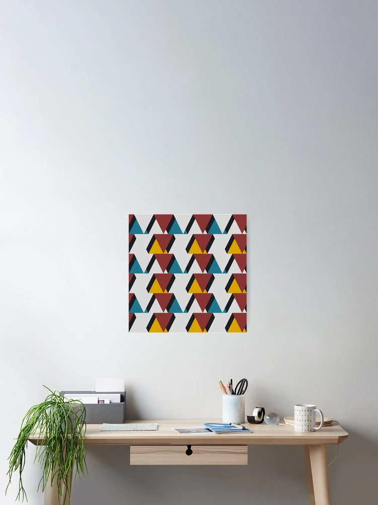 Thumbnail 2 of 3, Poster, Retro Triangle Geometric Pattern designed and sold by PatternXOXO.