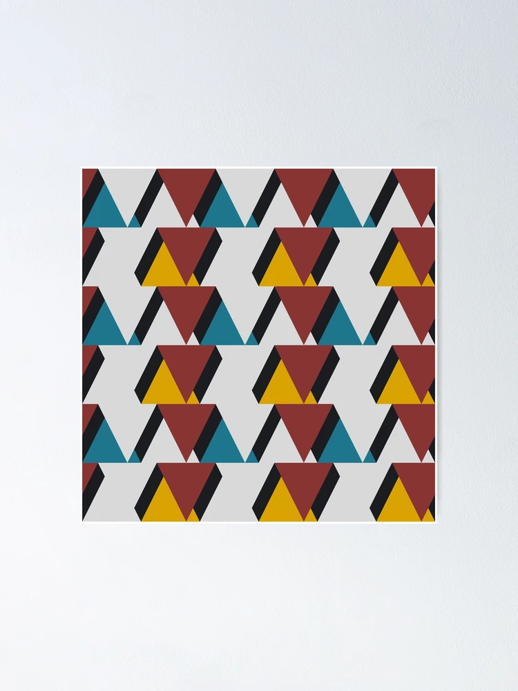 Thumbnail 1 of 3, Poster, Retro Triangle Geometric Pattern designed and sold by PatternXOXO.