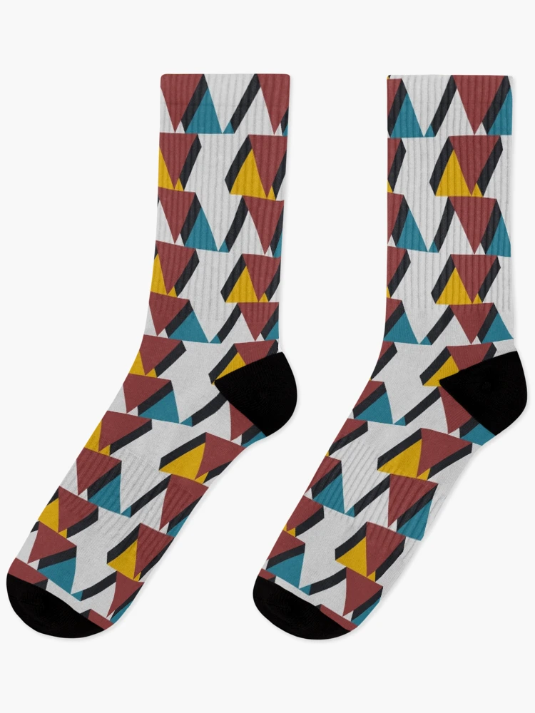 Thumbnail 1 of 5, Socks, Retro Triangle Geometric Pattern designed and sold by PatternXOXO.