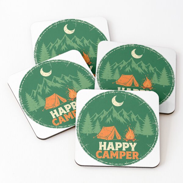 Item preview, Happy Camper Funny Camping Vintage Badge designed and sold by mahi1design.
