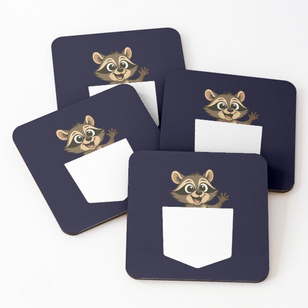 Item preview, Sneaky Raccoon Escaping Shirt Pocket – Funny Trash Panda designed and sold by halazidan.