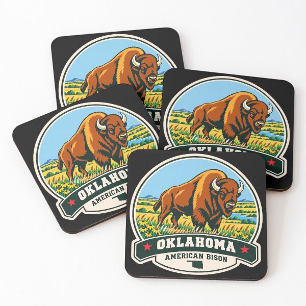 Item preview, Oklahoma American Bison – Retro Prairie Wildlife Badge designed and sold by American Fieldmark Studio.