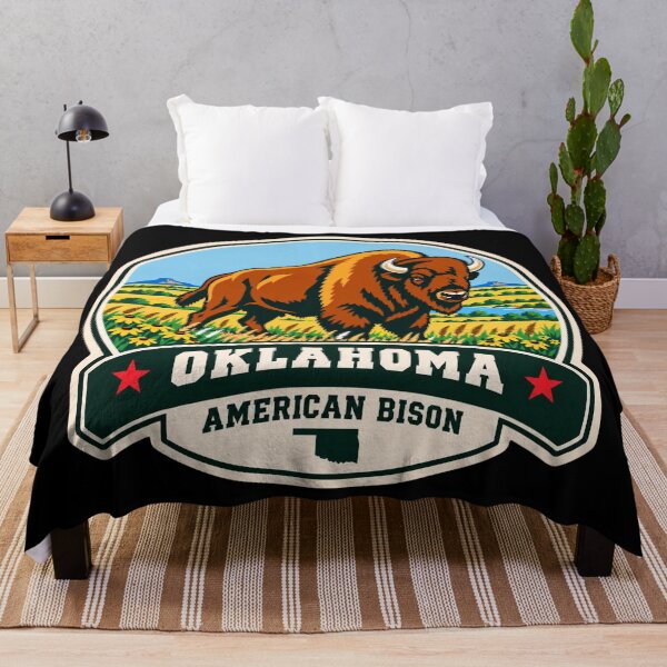 Item preview, Oklahoma American Bison – Retro Prairie Wildlife Badge designed and sold by American Fieldmark Studio.