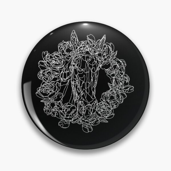 Item preview, Elegant White Line Art Horse Head in Peony Floral Wreath Minimalist Design designed and sold by TatianaEleonor.