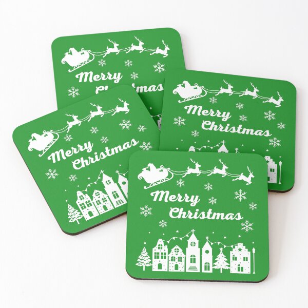Item preview, Merry Christmas Santa Sleigh Village Silhouette Classic Holiday Scene designed and sold by HYPNK.