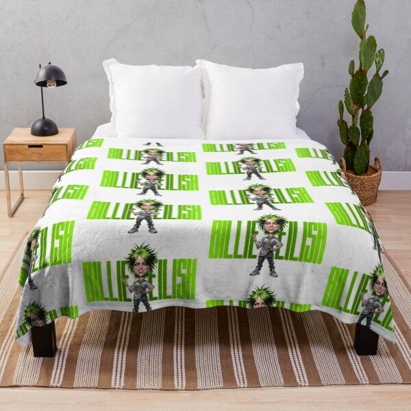 Item preview, A playful caricature of Billie Eilish bathed in a green glow designed and sold by vectorlove.