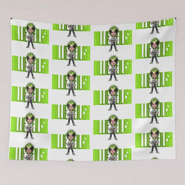 Item preview, A playful caricature of Billie Eilish bathed in a green glow designed and sold by vectorlove.