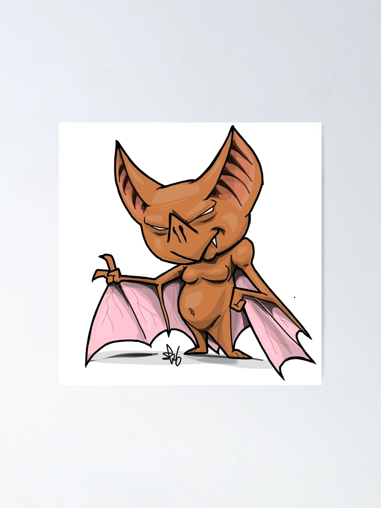 Thumbnail 1 of 3, Poster, Cartoon bat designed and sold by Pittstop.