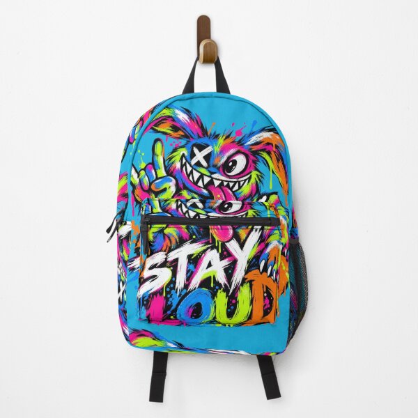 Item preview, Stay Loud Neon Bunny Grinning Monster Rock Art designed and sold by puzzell.