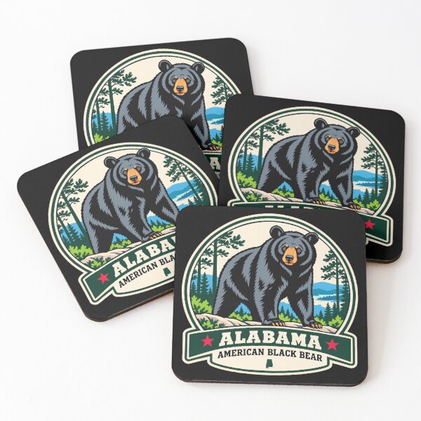 Item preview, Alabama American Black Bear – Retro Forest Wildlife Badge designed and sold by American Fieldmark Studio.