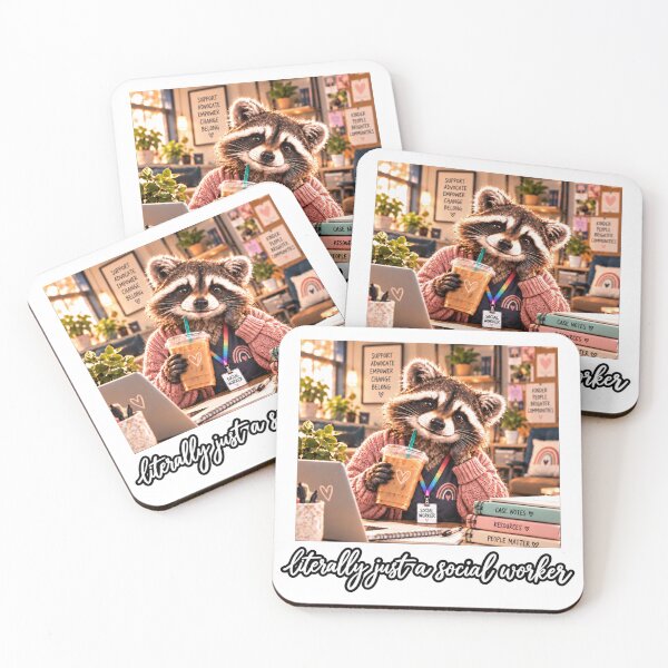 Item preview, Literally Just a Social Worker Raccoon Drinking Iced Coffee designed and sold by WeirdlyMild.