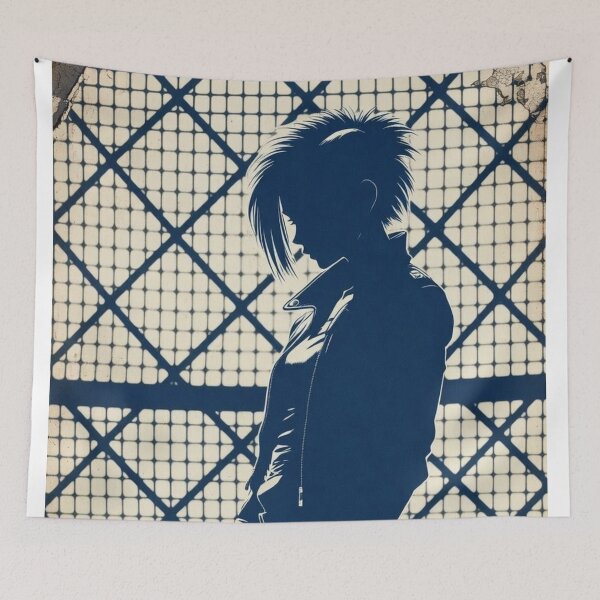 Item preview, Edgy Cyberpunk Girl Blue Silhouette Graphic Portrait designed and sold by Tonya's Way.