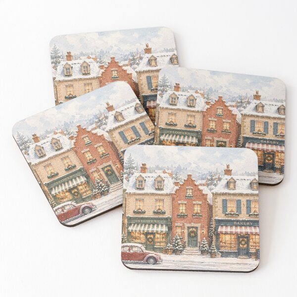 Item preview, Cozy Christmas Village - Vintage Watercolor Winter Town designed and sold by ForestWitchShop.