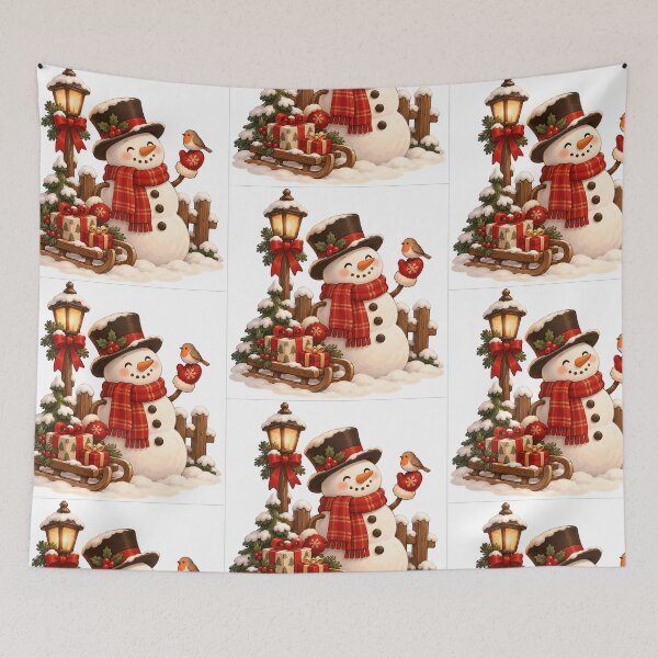 Item preview, Merry Christmas happy snowman designed and sold by RobertMartinArt.