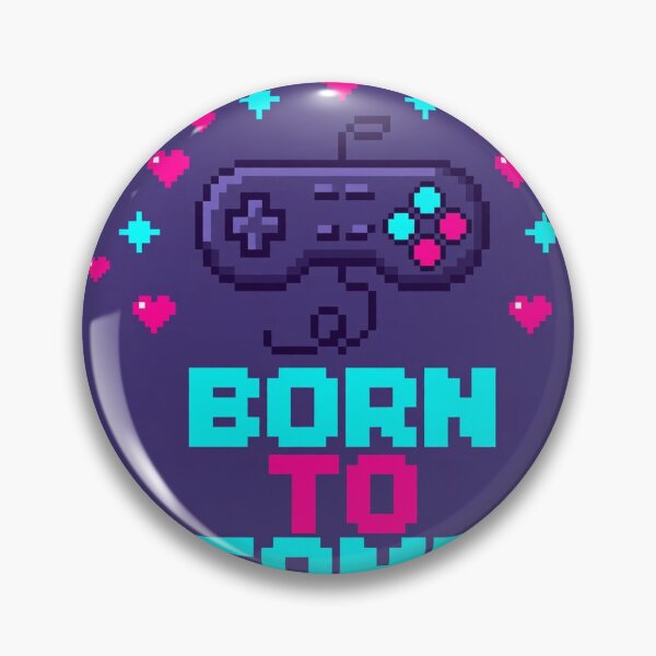 Item preview, Born To Game Funny Gamer Pixel Vintage Badge designed and sold by mahi1design.