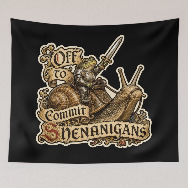 Item preview, • Off To Commit Shenanigans Frog Medieval Snail Knight designed and sold by BeardWave.