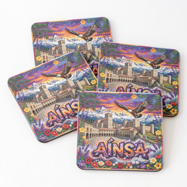 Item preview, Ainsa Spain Pyrenees Medieval Hilltop Village Plaza Magic Embroidered Tapestry Sticker designed and sold by Imaginarium of Chaos falcon88 .