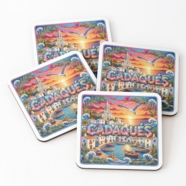 Item preview, Cadaques Spain Costa Brava Whitewashed Fishing Village Bay Magic Embroidered Tapestry Sticker designed and sold by Imaginarium of Chaos falcon88 .