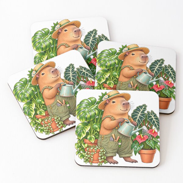 Item preview, Capybara Gardener with Monstera and Anthurium designed and sold by Sycamorre.