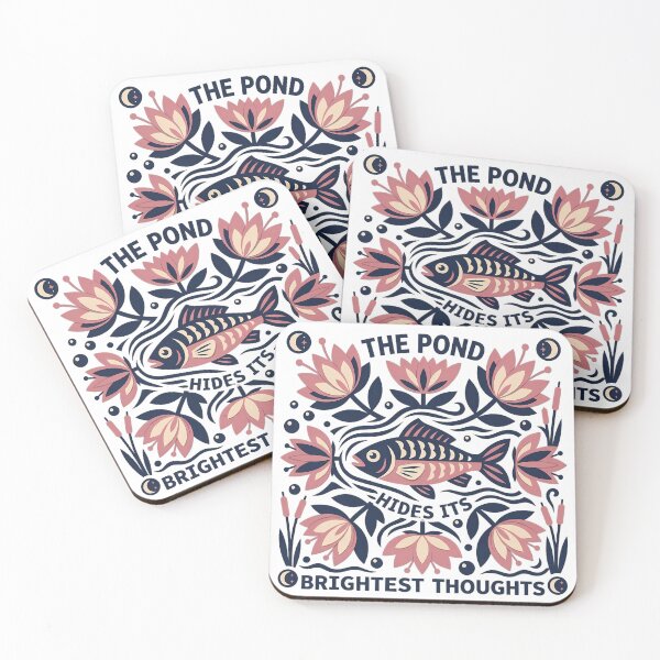 Item preview, Folk Art Fish Swimming in Water with Lotus Flowers and Moons Illustration designed and sold by SHOP-Corner.