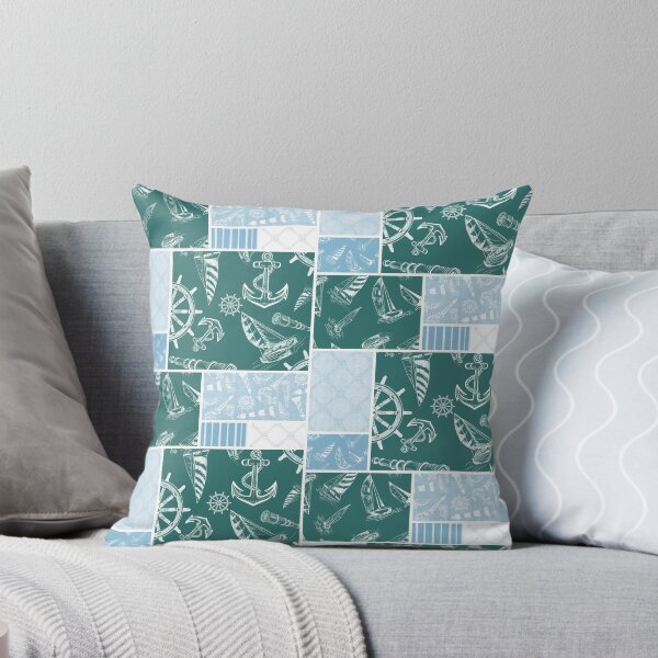 Item preview, Sky Blue and Bluegreen Quilt Design Nautical Charcoal Sketches Collection- Features Netting, Stripes, Nautical Items, and Lighthouse Designs designed and sold by PD-Coastal.