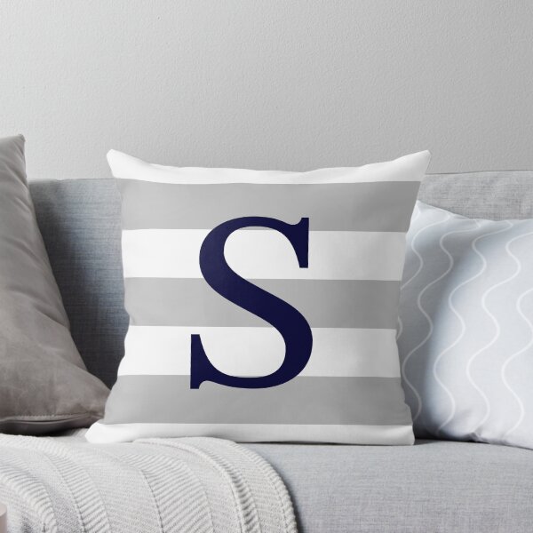 Item preview, Silver Gray Stripes Navy Blue Monogram S designed and sold by rewstudio.