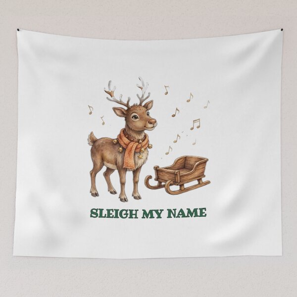 Item preview, Sleigh My Name - Reindeer with Sleigh Bell Collar and Sleigh Christmas designed and sold by Foriart.