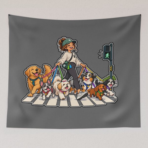 Item preview, Happy Dog Walker Crosswalk – Funny Dog Lover Cartoon designed and sold by Searching ideas.