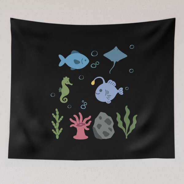 Item preview, Fish, underwater, children, rays, seahorses designed and sold by Sir-Freaky.
