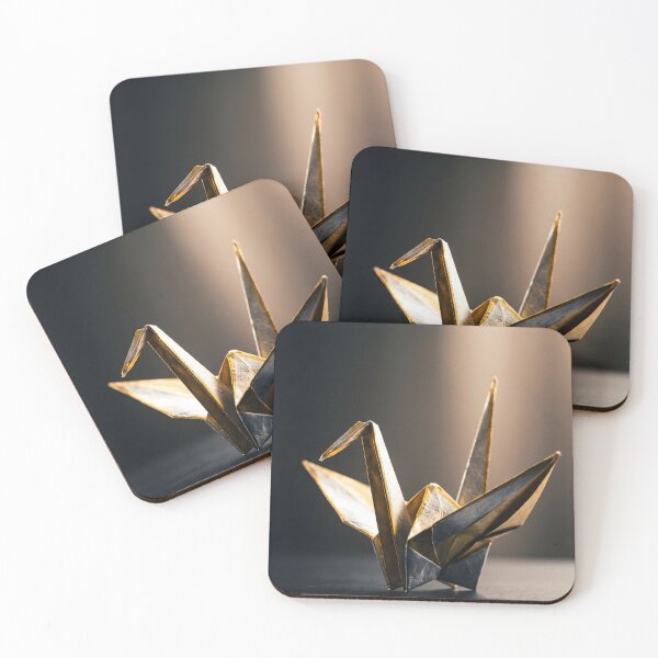 Item preview, Minimalist Gold and Silver Origami Crane - A Single Prayer designed and sold by conohitoAI-ArtGallery.