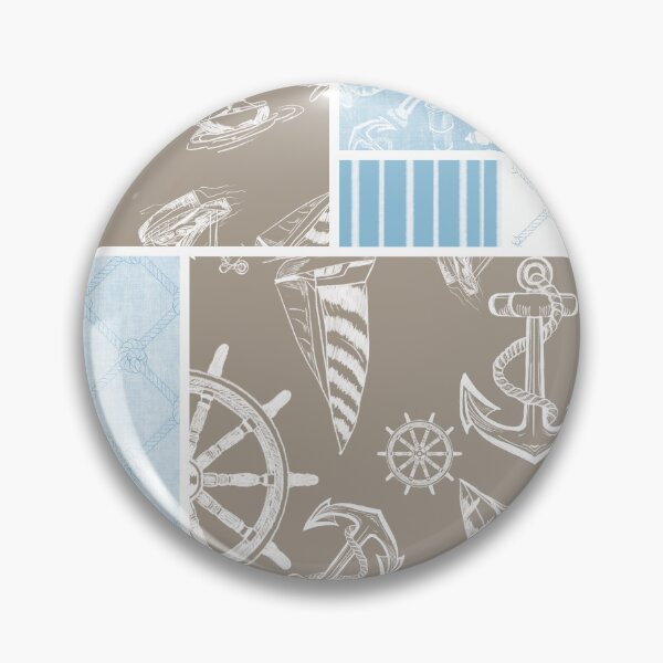 Item preview, Sky Blue and Driftwood Quilt Design Nautical Charcoal Sketches Collection- Features Netting, Stripes, Nautical Items, and Lighthouse Designs designed and sold by PD-Coastal.