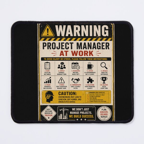 Item preview, Project Manager at Work – Funny Warning Sign designed and sold by Eng-Art.