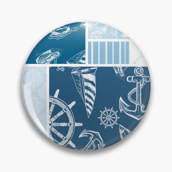 Item preview, Sky Blue and Ocean Blue Quilt Design Nautical Charcoal Sketches Collection- Features Netting, Stripes, Nautical Items, and Lighthouse Designs designed and sold by PD-Coastal.